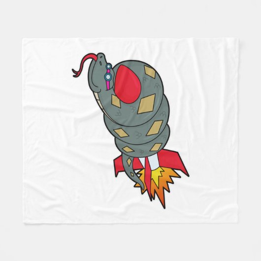 Snake with Rocket Fleece Deken (Voorkant (Horizontaal))
