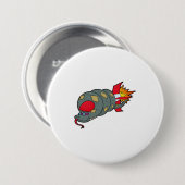 Snake with Rocket Ronde Button 7,6 Cm (Voorkant /achterkant)