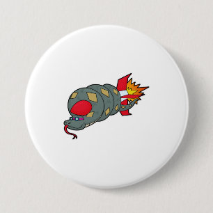 Snake with Rocket Ronde Button 7,6 Cm