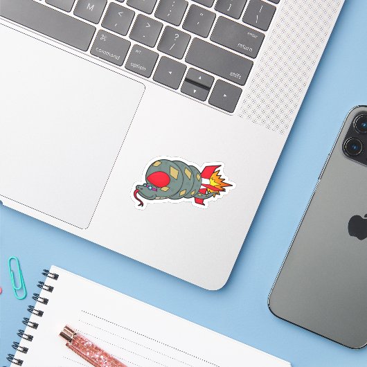 Snake with Rocket Sticker (Laptop met iPhone)