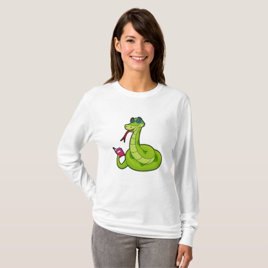 Snake with Sunglasses & Book T-shirt (Voorkant volledig)