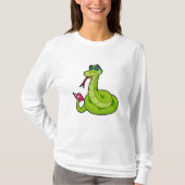 Snake with Sunglasses & Book T-shirt (Voorkant)