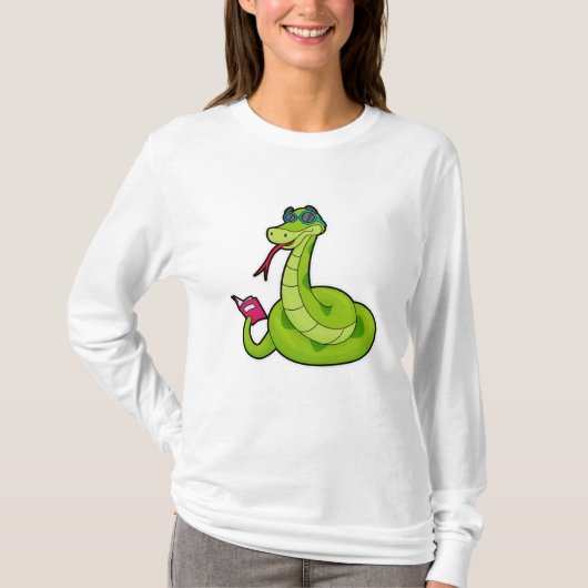 Snake with Sunglasses & Book T-shirt (Voorkant)