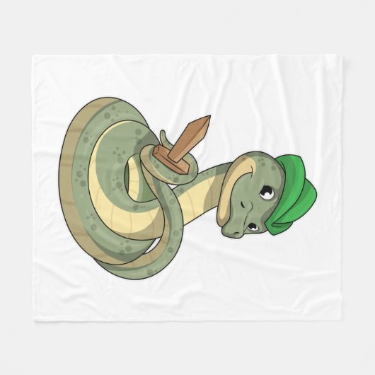 Snake with Sword Fleece Deken (Voorkant (Horizontaal))