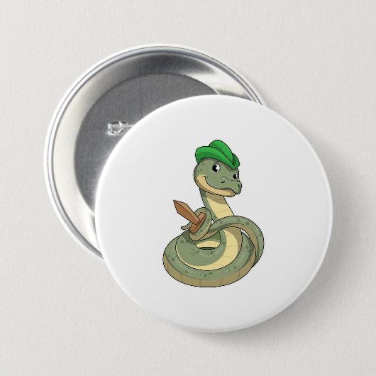 Snake with Sword Ronde Button 7,6 Cm (Voorkant /achterkant)