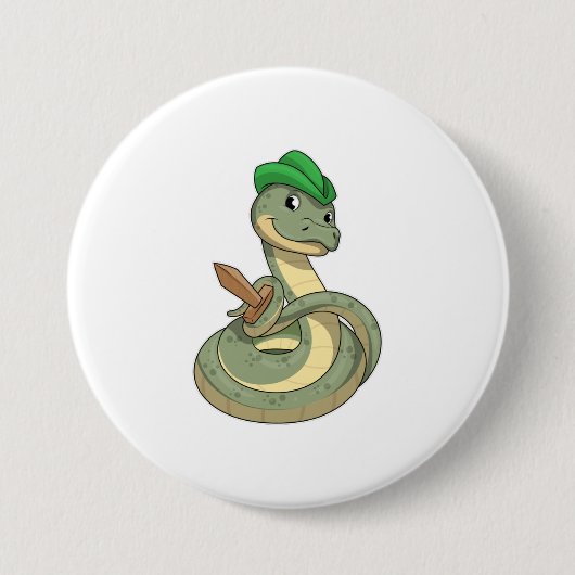 Snake with Sword Ronde Button 7,6 Cm (Voorkant)