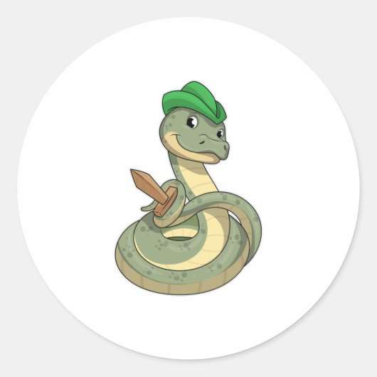Snake with Sword Ronde Sticker (Voorkant)