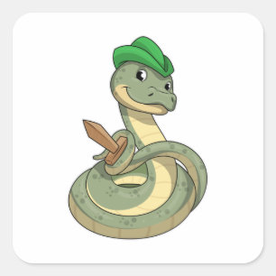Snake with Sword Vierkante Sticker