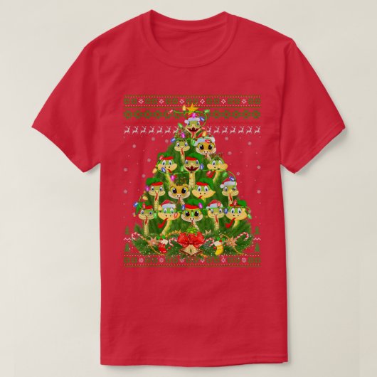 Snake Xmas Lighting Tree Santa Snake Ugly Christma T-shirt (Design voorkant)
