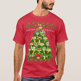 Snake Xmas Lighting Tree Santa Snake Ugly Christma T-shirt