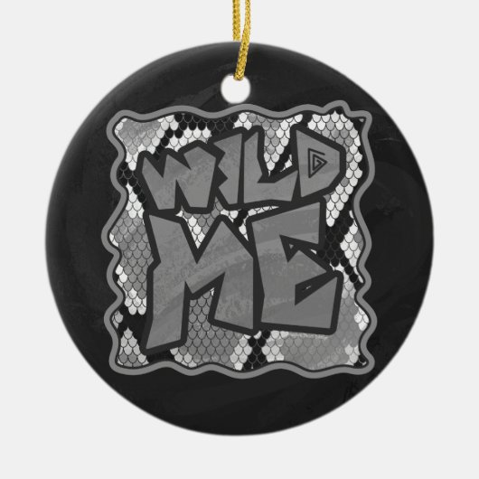 Snake Yellow en Gold Print Keramisch Ornament (Voorkant)