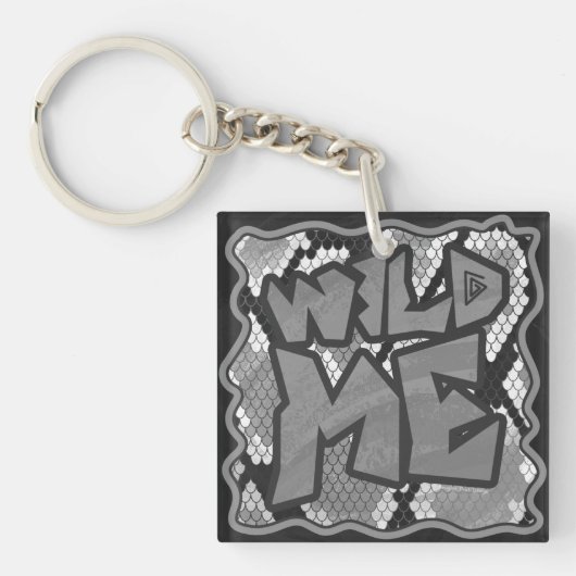 Snake Yellow en Gold Print Sleutelhanger (voorkant)