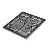 Snake Yellow en Gold Print Tegeltje (Zijkant)