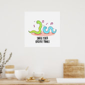 Snake Your Groove Thing Funny Disco Worm Pun Poster (Keuken)