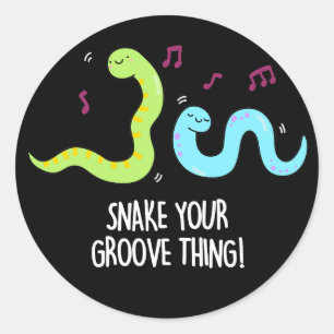 Snake Your Groove Thing Grappige Disco Pun Dark BG Ronde Sticker