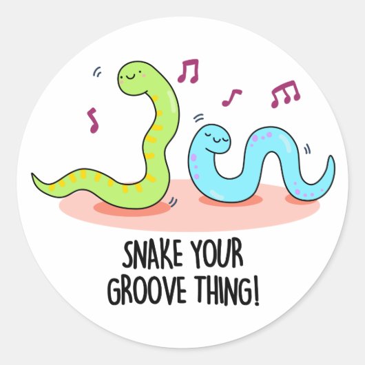 Snake Your Groove Thing Grappige Disco Pun Ronde Sticker (Voorkant)