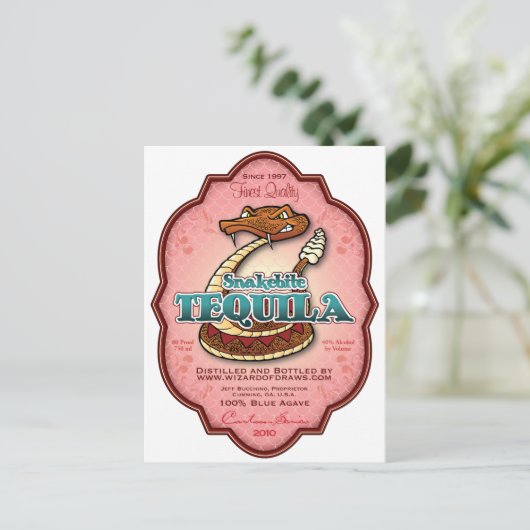 Snakebeet Tequila Briefkaart (Staand voorkant)