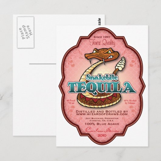 Snakebeet Tequila Briefkaart (Voorkant / Achterkant)