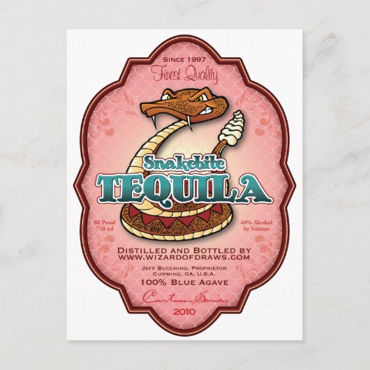 Snakebeet Tequila Briefkaart (Voorkant)