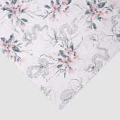 Snakes & Abstracte Waterverf Roze Dogwood Flowers Tissuepapier (Detail)