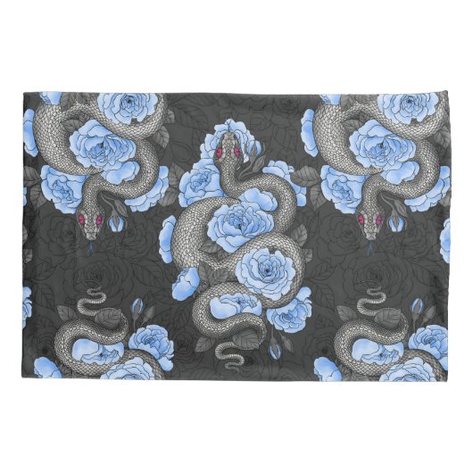 Snakes and blue roses kussensloop (Achterkant-Links)
