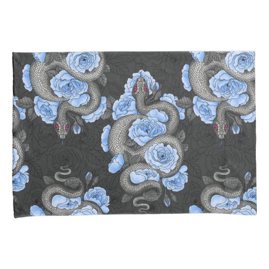 Snakes and blue roses kussensloop (Voorkant-Rechts)
