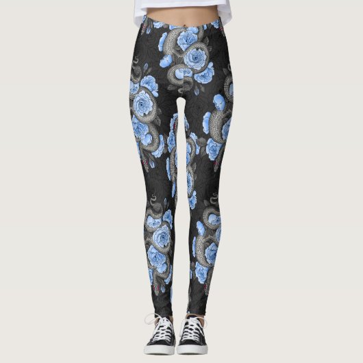 Snakes and blue roses leggings (Voorkant)