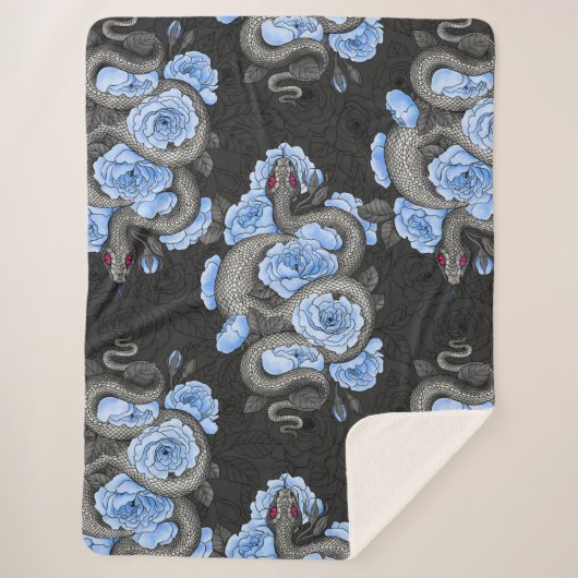 Snakes and blue roses sherpa deken (Voorkant)