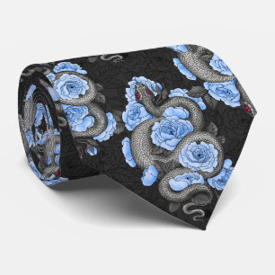 Snakes and blue roses stropdas
