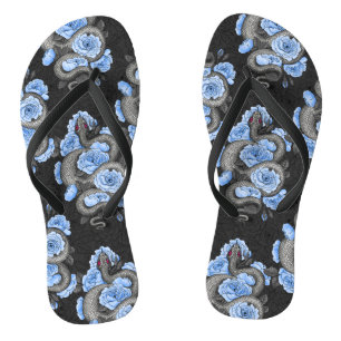 Snakes and blue roses teenslippers
