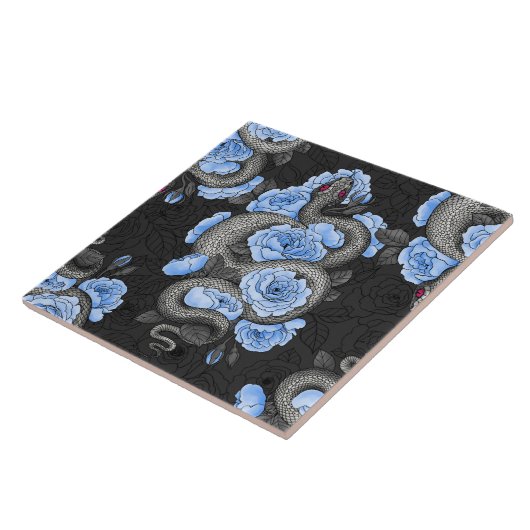 Snakes and blue roses tegeltje (Zijkant)