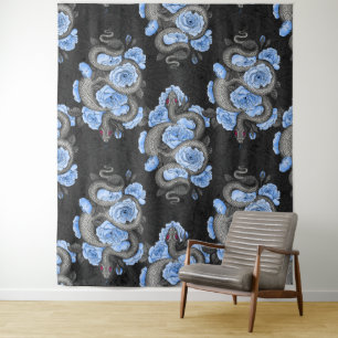 Snakes and blue roses wandkleed
