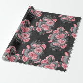 Snakes and peach roses cadeaupapier (Uitgerold)