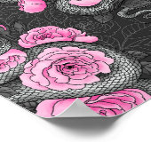 Snakes and pink roses poster (Hoek)