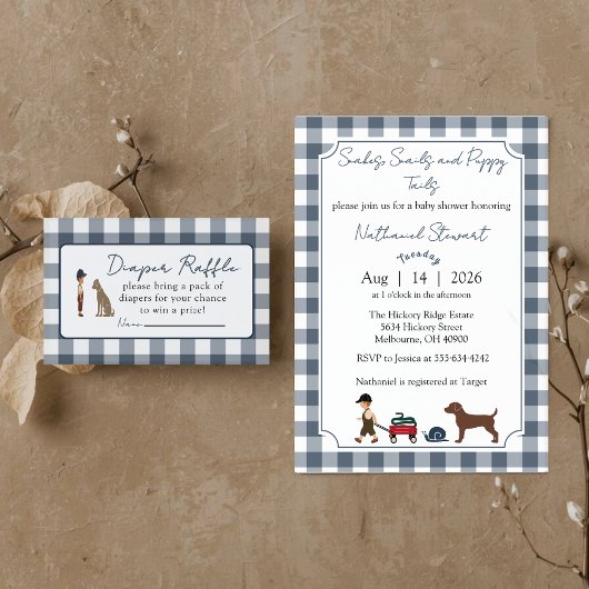 Snakes, Snails & Puppy Tails -diaper raffle card Informatiekaartje