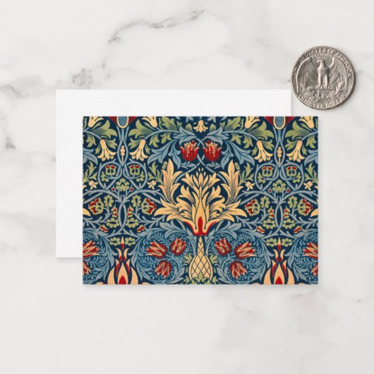 Snakeshead, bloembehangpapier van William Morris Notitiekaartje (Voorkant / Achterkant in situ)