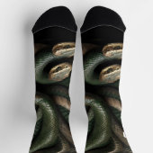 Snakeskin 3D Print Groene en Zwarte slang Sokken (Top)