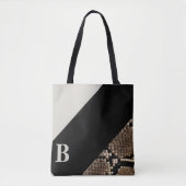 Snakeskin-Afbeelding zwart/crème-monogram Tote Bag (Voorkant)