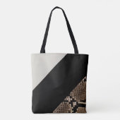 Snakeskin-Afbeelding zwart/crème-monogram Tote Bag (Achterkant)