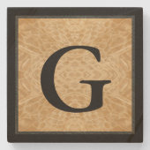 Snakeskin en Lederen Monogram Stone Onderzetter (Voorkant)