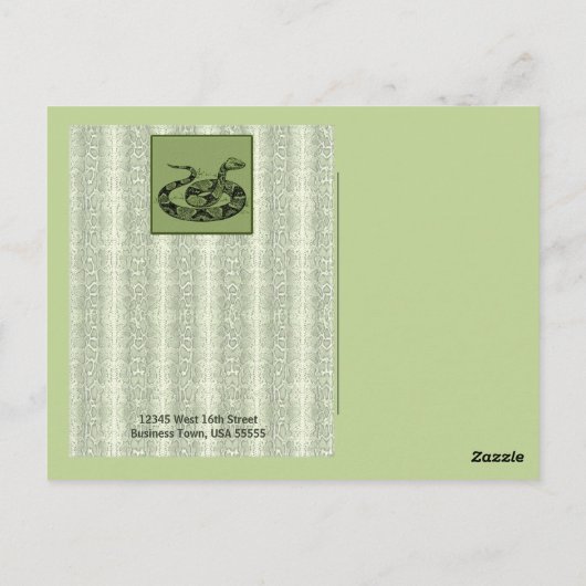 Snakeskin gepersonaliseerd briefkaart (Achterkant)