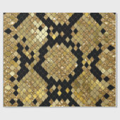 Snakeskin Gold Glitter en Black Pattern Cadeaupapier (Vlak)