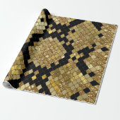 Snakeskin Gold Glitter en Black Pattern Cadeaupapier (Uitgerold)