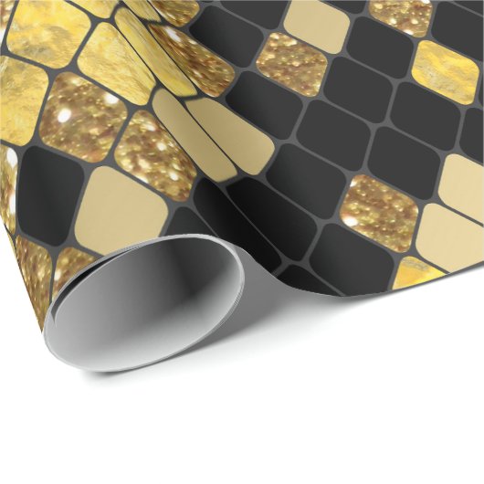 Snakeskin Gold Glitter en Black Pattern Cadeaupapier (Rol Hoek)