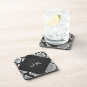 Snakeskin Grey, White en Black Monogrammed Drankjes Onderzetter (Rechterzijde)