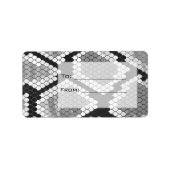Snakeskin Grey, White en Black Monogrammed Etiket (Voorkant)