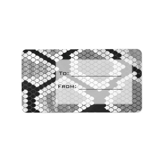 Snakeskin Grey, White en Black Monogrammed Etiket (Voorkant)