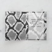 Snakeskin Grey, White en Black Monogrammed Kaart (Binnen)