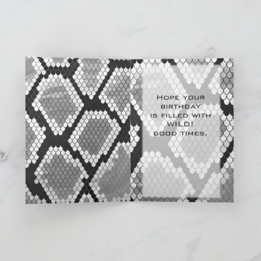 Snakeskin Grey, White en Black Monogrammed Kaart (Binnen)