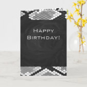 Snakeskin Grey, White en Black Monogrammed Kaart (Gele Bloem)